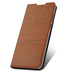 Leather Case Stands Flip Cover T17 Holder for Xiaomi Redmi Note 8 (2021) Brown