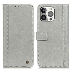 Leather Case Stands Flip Cover T18 Holder for Apple iPhone 13 Pro Gray