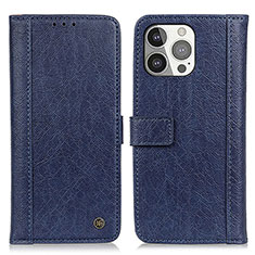 Leather Case Stands Flip Cover T18 Holder for Apple iPhone 14 Pro Max Blue