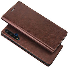 Leather Case Stands Flip Cover T18 Holder for Huawei Honor 20S Brown