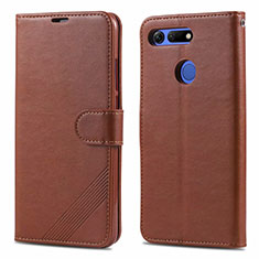 Leather Case Stands Flip Cover T18 Holder for Huawei Honor V20 Brown