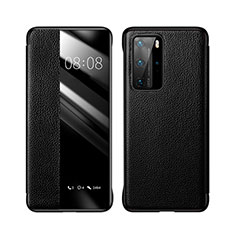 Leather Case Stands Flip Cover T18 Holder for Huawei P40 Pro Black