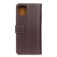 Leather Case Stands Flip Cover T19 Holder for Xiaomi Mi 11 Lite 4G Brown