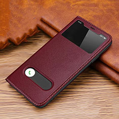 Leather Case Stands Flip Cover T20 Holder for Apple iPhone 11 Pro Red Wine