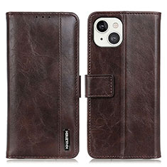 Leather Case Stands Flip Cover T20 Holder for Apple iPhone 13 Brown