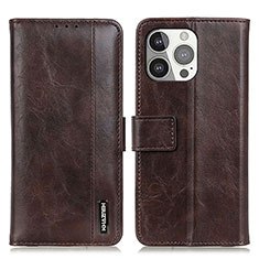 Leather Case Stands Flip Cover T20 Holder for Apple iPhone 13 Pro Max Brown