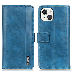 Leather Case Stands Flip Cover T20 Holder for Apple iPhone 14 Plus Blue