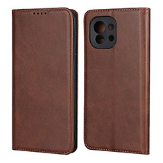 Leather Case Stands Flip Cover T20 Holder for Xiaomi Mi 11 Lite 5G Brown