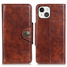 Leather Case Stands Flip Cover T21 Holder for Apple iPhone 13 Brown