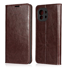 Leather Case Stands Flip Cover T21 Holder for Xiaomi Mi 11 5G Brown