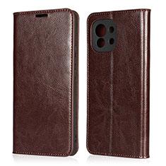 Leather Case Stands Flip Cover T21 Holder for Xiaomi Mi 11 Lite 4G Brown