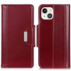 Leather Case Stands Flip Cover T22 Holder for Apple iPhone 13 Mini Red