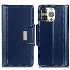 Leather Case Stands Flip Cover T22 Holder for Apple iPhone 13 Pro Max Blue
