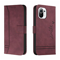 Leather Case Stands Flip Cover T22 Holder for Xiaomi Mi 11 5G Purple