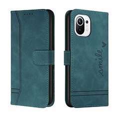 Leather Case Stands Flip Cover T22 Holder for Xiaomi Mi 11 Lite 4G Green