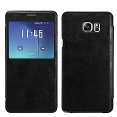 Leather Case Stands Flip Cover U01 for Samsung Galaxy S7 Edge G935F Black