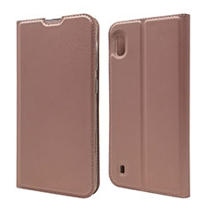Leather Case Stands Flip Cover U01 Holder for Samsung Galaxy A10 Rose Gold