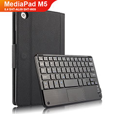 Leather Case Stands Flip Cover with Keyboard for Huawei MediaPad M5 8.4 SHT-AL09 SHT-W09 Black