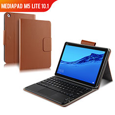 Leather Case Stands Flip Cover with Keyboard for Huawei MediaPad M5 Lite 10.1 Brown