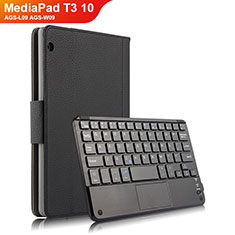 Leather Case Stands Flip Cover with Keyboard for Huawei MediaPad T3 10 AGS-L09 AGS-W09 Black