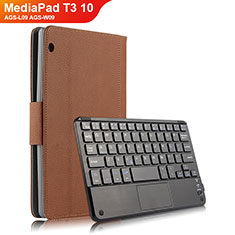 Leather Case Stands Flip Cover with Keyboard for Huawei MediaPad T3 10 AGS-L09 AGS-W09 Brown