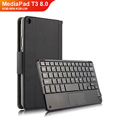 Leather Case Stands Flip Cover with Keyboard for Huawei MediaPad T3 8.0 KOB-W09 KOB-L09 Black