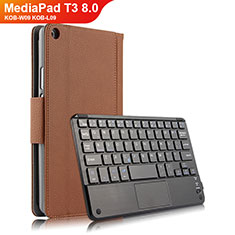 Leather Case Stands Flip Cover with Keyboard for Huawei MediaPad T3 8.0 KOB-W09 KOB-L09 Brown