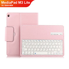 Leather Case Stands Flip Cover with Keyboard L01 for Huawei MediaPad M3 Lite 10.1 BAH-W09 Pink