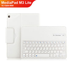 Leather Case Stands Flip Cover with Keyboard L01 for Huawei MediaPad M3 Lite 10.1 BAH-W09 White