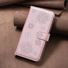 Leather Case Stands Flip Flowers Cover Holder BF1 for Oppo A15 Rose Gold