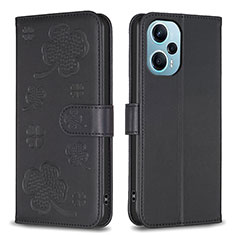 Leather Case Stands Flip Flowers Cover Holder BF1 for Xiaomi Poco F5 5G Black