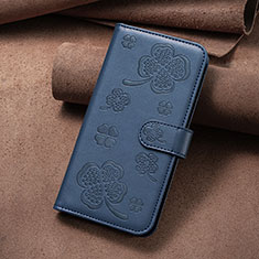 Leather Case Stands Flip Flowers Cover Holder BF2 for Google Pixel 7 5G Blue