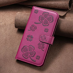 Leather Case Stands Flip Flowers Cover Holder BF2 for Google Pixel 8 5G Hot Pink