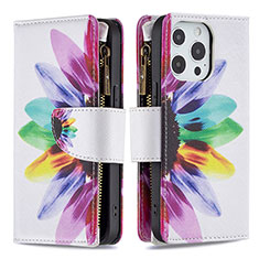 Leather Case Stands Flip Flowers Cover Holder for Apple iPhone 14 Pro Colorful