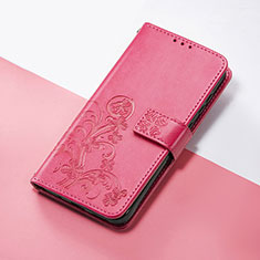 Leather Case Stands Flip Flowers Cover Holder for Google Pixel 4 Hot Pink