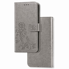 Leather Case Stands Flip Flowers Cover Holder for Google Pixel 4a Gray