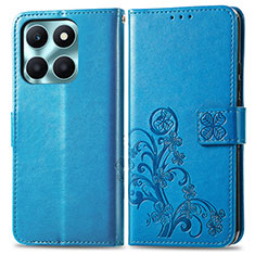 Leather Case Stands Flip Flowers Cover Holder for Huawei Honor X6a Blue
