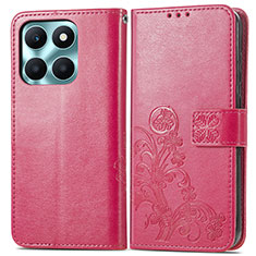 Leather Case Stands Flip Flowers Cover Holder for Huawei Honor X6a Hot Pink