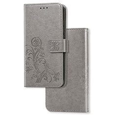 Leather Case Stands Flip Flowers Cover Holder for Huawei Y7p Gray