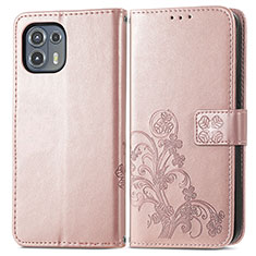 Leather Case Stands Flip Flowers Cover Holder for Motorola Moto Edge 20 Lite 5G Pink