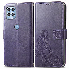 Leather Case Stands Flip Flowers Cover Holder for Motorola Moto Edge S 5G Purple
