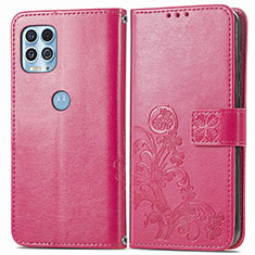 Leather Case Stands Flip Flowers Cover Holder for Motorola Moto Edge S 5G Red