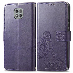 Leather Case Stands Flip Flowers Cover Holder for Motorola Moto G Power (2021) Purple