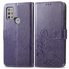 Leather Case Stands Flip Flowers Cover Holder for Motorola Moto G10 Power Purple