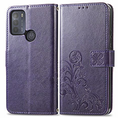 Leather Case Stands Flip Flowers Cover Holder for Motorola Moto G50 Pink