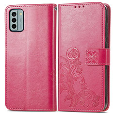 Leather Case Stands Flip Flowers Cover Holder for Nokia G22 Hot Pink