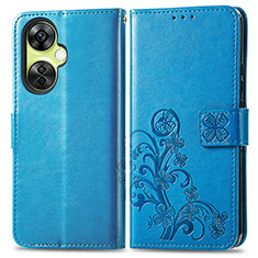 Leather Case Stands Flip Flowers Cover Holder for OnePlus Nord CE 3 5G Blue