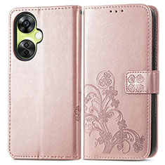 Leather Case Stands Flip Flowers Cover Holder for OnePlus Nord CE 3 5G Rose Gold
