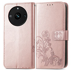 Leather Case Stands Flip Flowers Cover Holder for Realme 11 Pro 5G Rose Gold