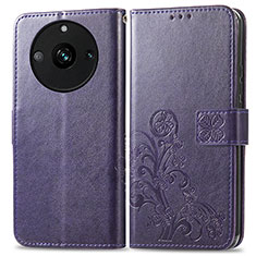 Leather Case Stands Flip Flowers Cover Holder for Realme 11 Pro+ Plus 5G Purple